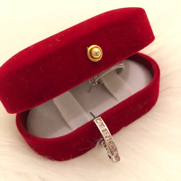 Silver earrings pink zirconia clips style - Picture 4 of 6